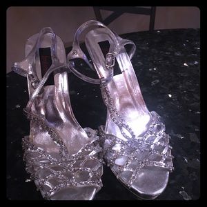 Silver Rhinestone Platform Sandals